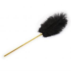 BLACK LONG FEATHER DUSTER WITH GOLD META L SHAFT