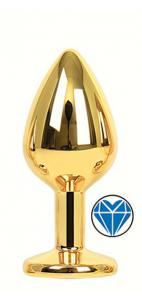 ANAL PLUG GOLD HEART BLUE M