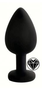 ANAL PLUG BLACK SILICONE HEART BLACK L