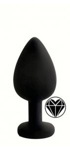 ANAL PLUG BLACK SILICONE HEART BLACK S