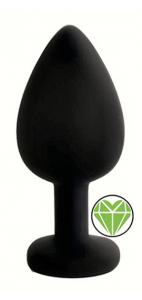 ANAL PLUG BLACK SILICONE HEART GREEN L