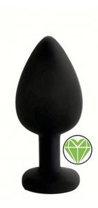 ANAL PLUG BLACK SILICONE HEART GREEN M