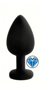 ANAL PLUG BLACK SILICONE HEART BLUE M