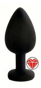 ANAL PLUG BLACK SILICONE HEART RED L