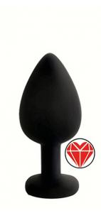ANAL PLUG BLACK SILICONE HEART RED S
