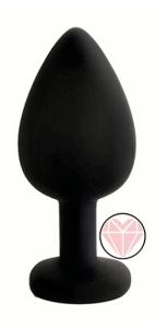 ANAL PLUG BLACK SILICONE HEART ROSE L