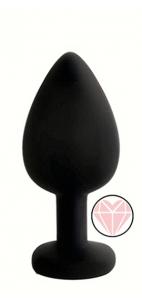 ANAL PLUG BLACK SILICONE HEART ROSE M