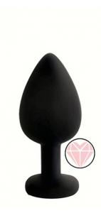 ANAL PLUG BLACK SILICONE HEART ROSE S