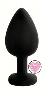 ANAL PLUG BLACK SILICONE HEART PINK L