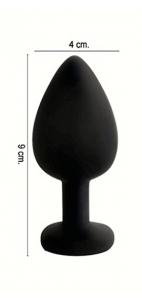ANAL PLUG BLACK SILICONE HEART PINK L