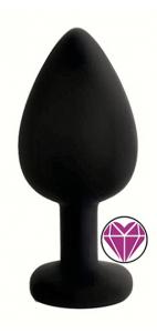 ANAL PLUG BLACK SILICONE HEART PURPLE L