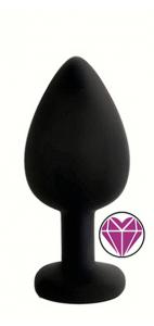 ANAL PLUG BLACK SILICONE HEART PURPLE M