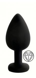 ANAL PLUG BLACK SILICONE HEART WHITE M