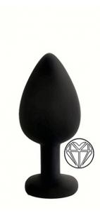 ANAL PLUG BLACK SILICONE HEART WHITE S