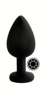 ANAL PLUG BLACK SILICONE ROUND BLACK M