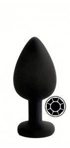 ANAL PLUG BLACK SILICONE ROUND BLACK S