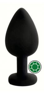 ANAL PLUG BLACK SILICONE ROUND DEEP GREE N L