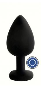 ANAL PLUG BLACK SILICONE ROUND DEEP BLUE M