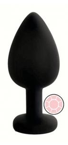 ANAL PLUG BLACK SILICONE ROUND ROSE L