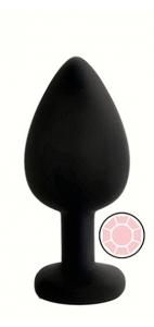 ANAL PLUG BLACK SILICONE ROUND ROSE M