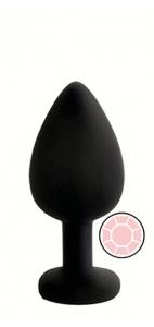 ANAL PLUG BLACK SILICONE ROUND ROSE S