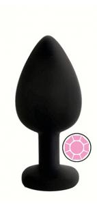 ANAL PLUG BLACK SILICONE ROUND PINK M