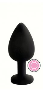 ANAL PLUG BLACK SILICONE ROUND PINK S