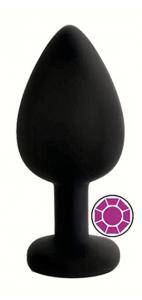 ANAL PLUG BLACK SILICONE ROUND PURPLE L