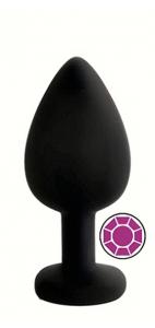 ANAL PLUG BLACK SILICONE ROUND PURPLE M