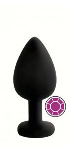 ANAL PLUG BLACK SILICONE ROUND PURPLE S