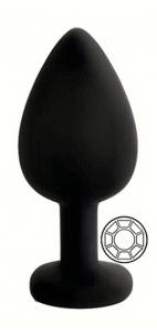 ANAL PLUG BLACK SILICONE ROUND WHITE L