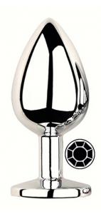 ANAL PLUG SILVER ROUND BLACK L