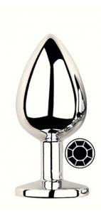 ANAL PLUG SILVER ROUND BLACK M
