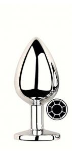 ANAL PLUG SILVER ROUND BLACK S