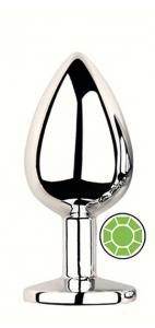 ANAL PLUG SILVER ROUND GREEN M