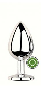ANAL PLUG SILVER ROUND DEEP GREEN S