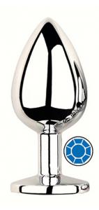 ANAL PLUG SILVER ROUND BLUE L