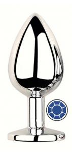 ANAL PLUG SILVER ROUND DEEP BLUE L