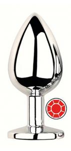 ANAL PLUG SILVER ROUND RED L