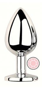 ANAL PLUG SILVER ROUND ROSE L