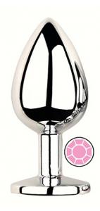 ANAL PLUG SILVER ROUND PINK L
