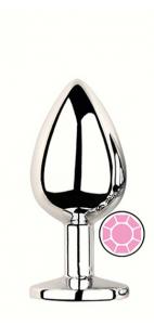 ANAL PLUG SILVER ROUND PINK S