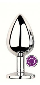 ANAL PLUG SILVER ROUND DEEP PURPLE M