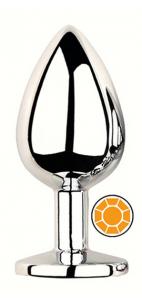 ANAL PLUG SILVER ROUND ORANGE L