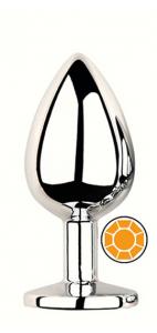 ANAL PLUG SILVER ROUND ORANGE M