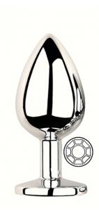 ANAL PLUG SILVER ROUND CLEAR M