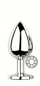 ANAL PLUG SILVER ROUND CLEAR S