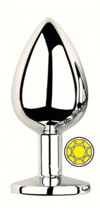 ANAL PLUG SILVER ROUND YELLOW L