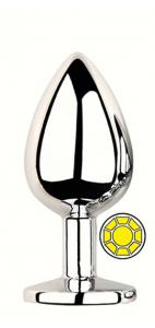 ANAL PLUG SILVER ROUND YELLOW M