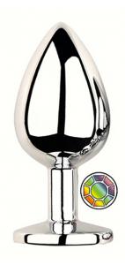 ANAL PLUG SILVER ROUND COLORFUL L